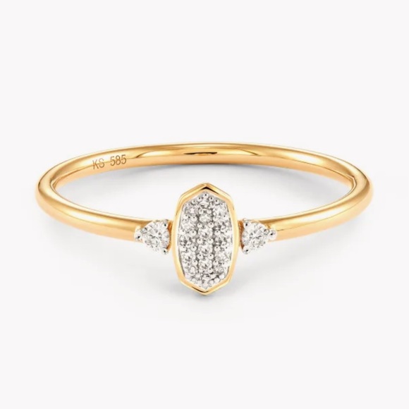 🌸KENDRA SCOTT MARISA BAND RING - 14K GOLD/WHITE DIAMOND - SIZE 8